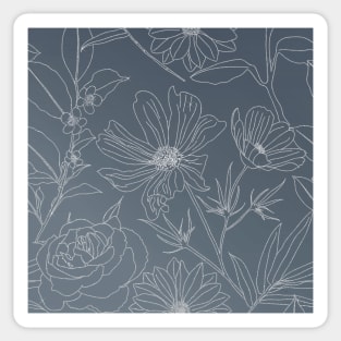 Flowers Silver Outline Gray Gradient Elegant Design Sticker